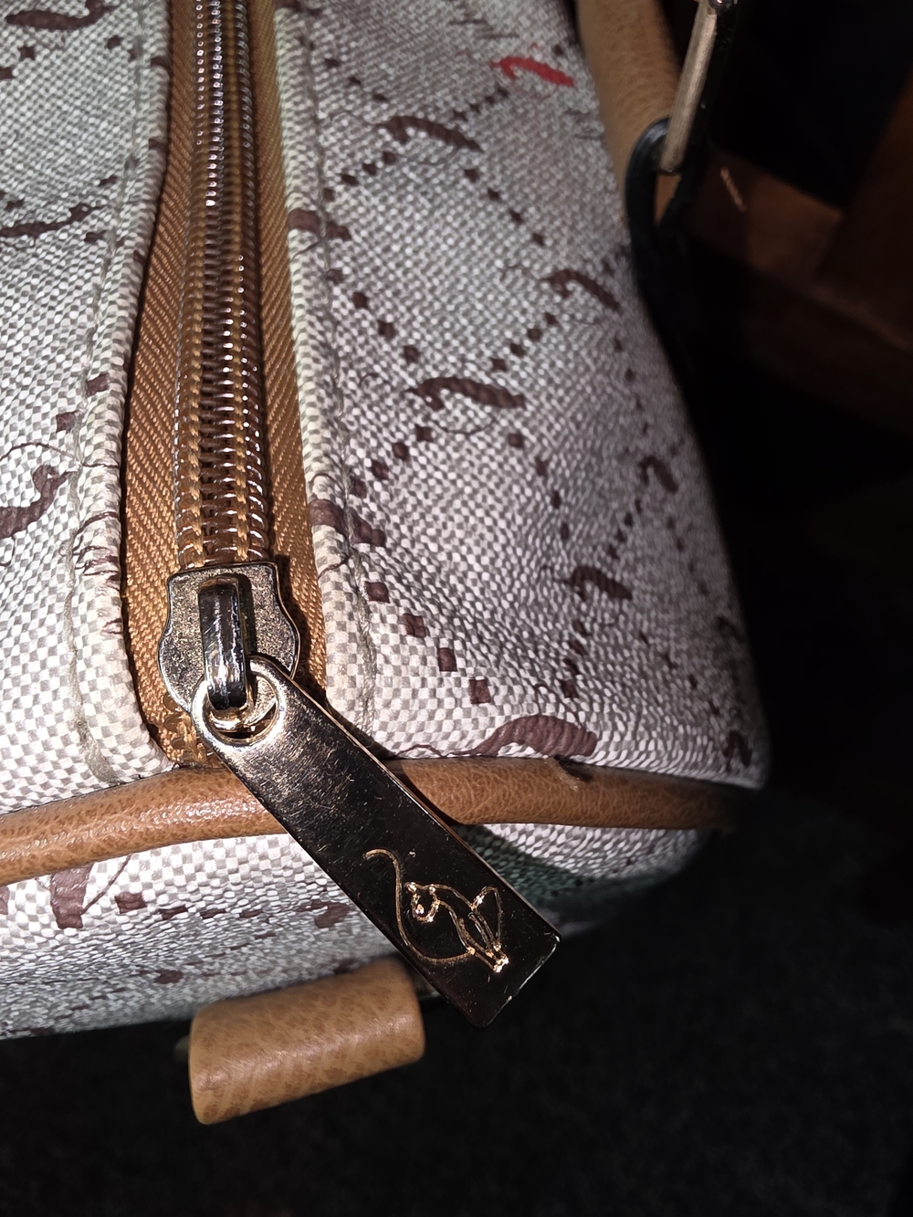 Baby Phat Cream Satchel with Tan Handles and Pink Accents - Picture 9 of 9